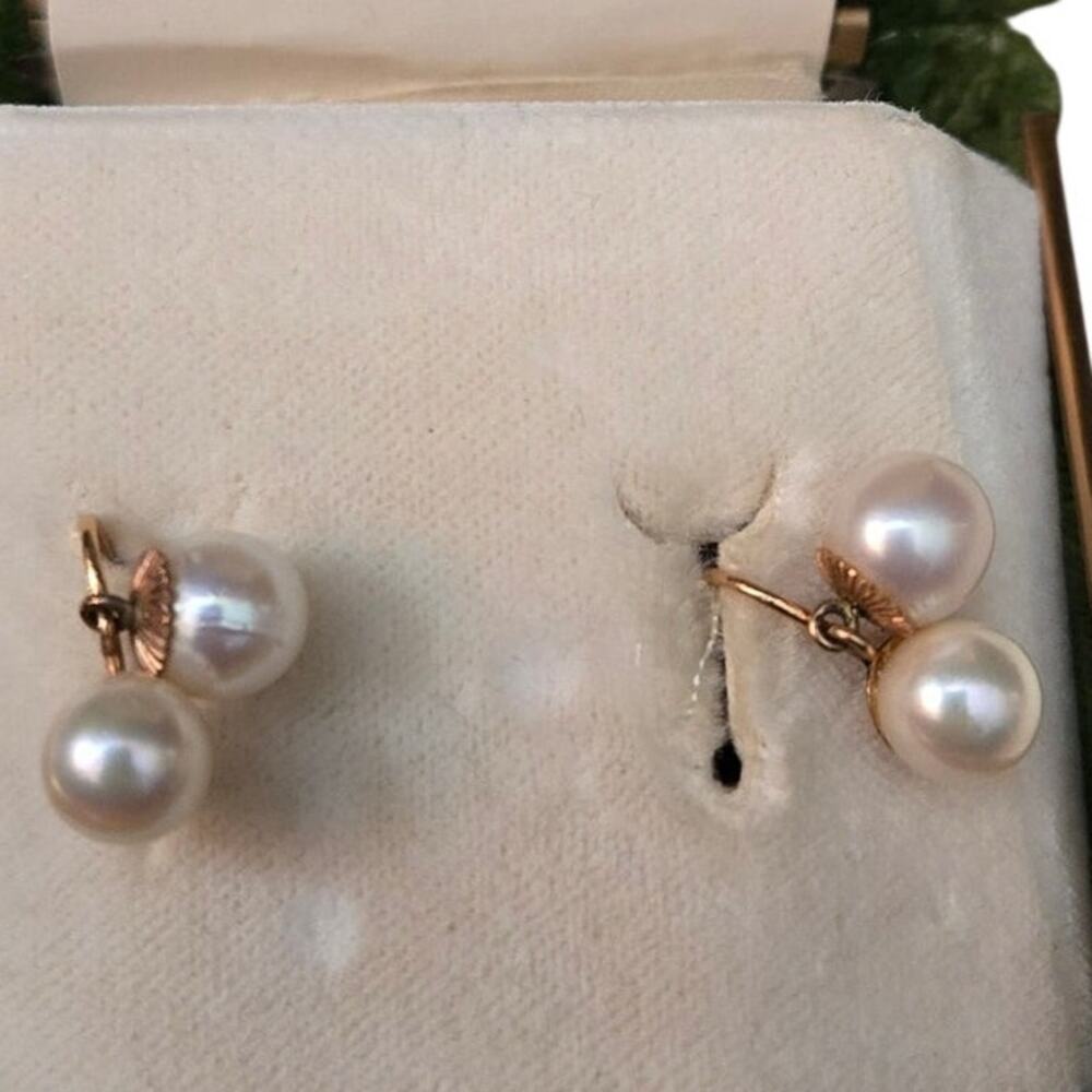 Vintage 14K Yellow Gold 3.53g and Double Pearl Screwback Earrings